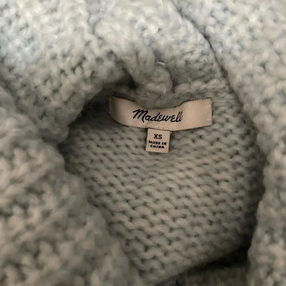 Madewell NWOT Somervell Modern Cable Turtleneck Sweater in Heather Iceberg Blue - Picture 7 of 8